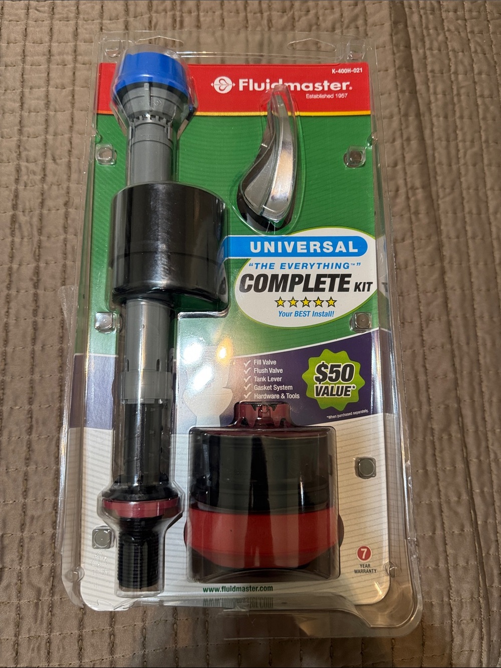 Universal Complete toilet Kit - Black & Red Flush Valve Repair